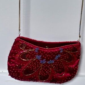 La Regale vtg Elegant Red Beaded Women's Bag